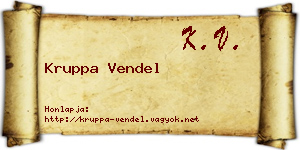 Kruppa Vendel névjegykártya